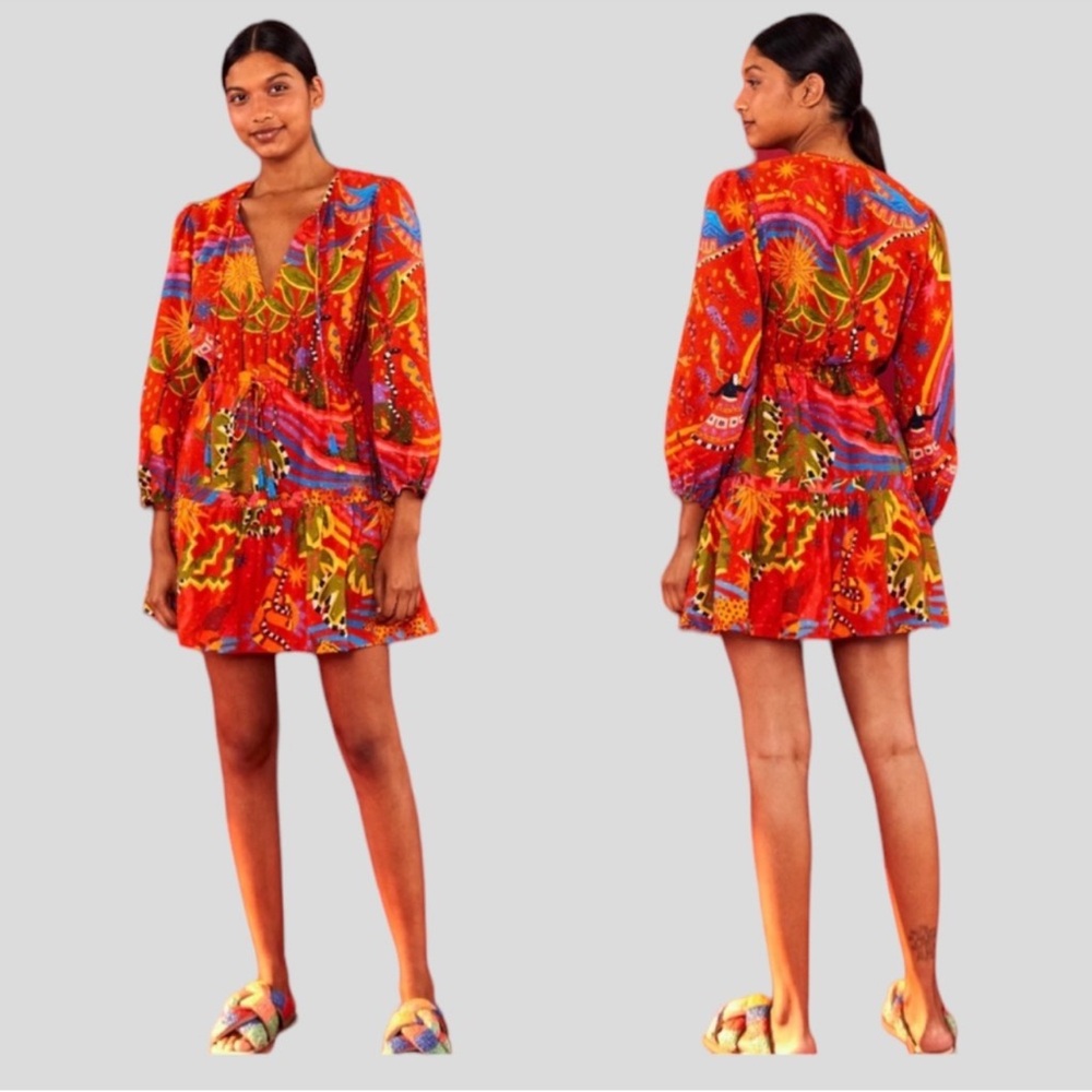 Farm Rio Magic Forest Cotton Mini Dress